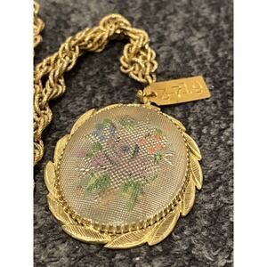 Whiting Davis Necklace Sample Necklace Pendent Floral Flowers Signed